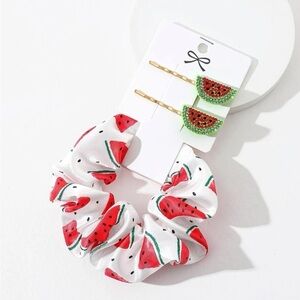 ⚠️Clearance 3pcs Watermelon Hair Tie Scrunchie And Hair Clips